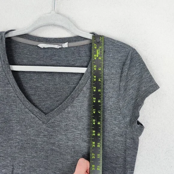 Athleta Dress Womens Small Gray Topanga Ruched T Shirt Stretch V Neck Casual - Picture 5 of 12